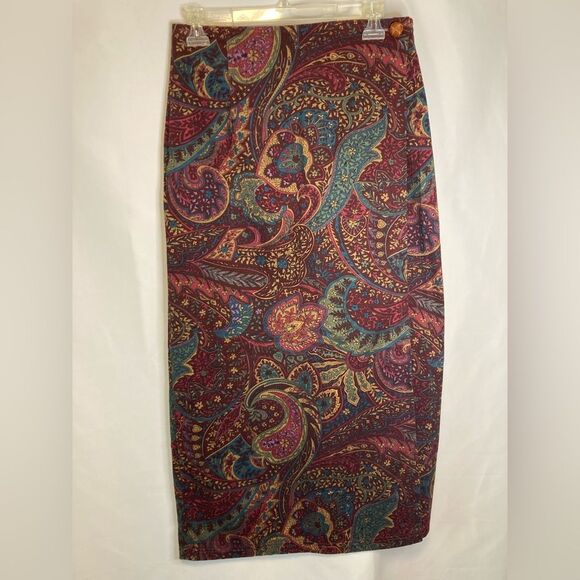 Dresses & Skirts - Tortilla Flats VTG 90s Womens Sz M   Long Wrap Skirt Paisley Burgundy Rare Retro